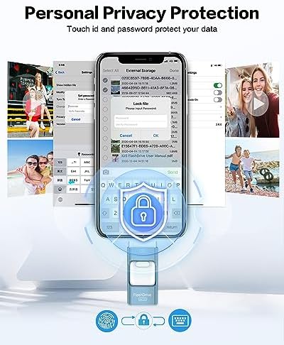 256 GB i Phone Photo Stick – High-Speed USB Flash Drive for Effortless Data Transfer & External Storage for i Phone/i Pad/PC (Sleek Blue Design) – Expand Your Memory with Style and Reliability