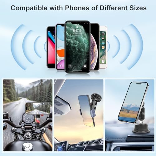 Magnetic Phone Mount Base with1 Ball Head,Aluminum Alloy &1/4” Screw Holes Cell Phone Holder Car Mount Compatible with Double Socket Arm,Fit for iPhone 15 14 13 12 or 0ther Smartphone,JC007 – Enhanced Compatibility and Speed
