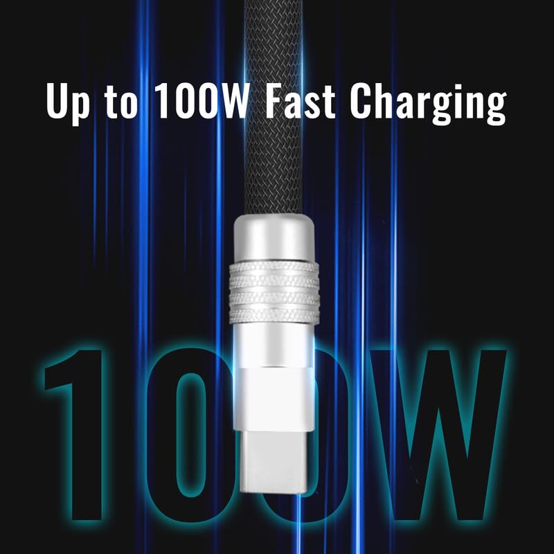 Experience Unmatched Charging Versatility with the Chubbycable Curly Chubby – 240 W High-Speed Retractable USB-C Cable, Extends 2.29 to 3.6 FT, Ideal for Car Play & Android Auto, Stylish Dark Blue and Green Coiled Design for Effortless Organization and Durability