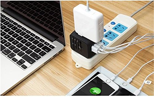 Advanced 7-in-1 Universal Travel Adapter with 35 W PD Fast Charging – Sleek Black & Silver Design for Worldwide Use, Featuring 4 USB-C and 2 USB-A Ports for Effortless Connectivity Across the US, UK, Europe, and Australia – Unmatched Compatibility and Speed for Every Adventure