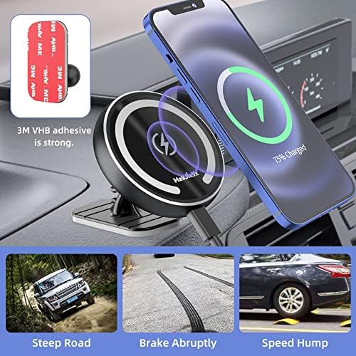 Mag Safe Car Mount Charger for i Phone 12-16 Pro, Pro Max, Plus & Mini – Fast 36 W QC 3.0 Wireless Charging with Strong Magnetic Hold for Dashboard and Vent – Sleek Dark Black Design for Ultimate Device Security and Accessibility on the Road