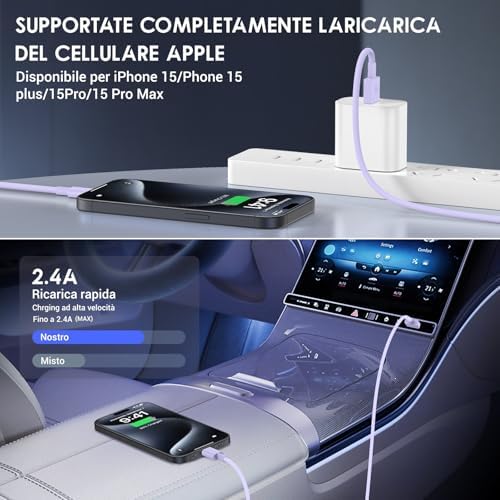 Car Carplay Cable for iPhone 15/16 Car Charger Cable,4Pack USB A to USB C for Carplay USB C Cord,iPhone 16/15/Plus/Pro Max,iPad Pro 12.9/11,Air 5th/4th Gen,Mini 6th Gen/Car Charging Cable 3FT – Enhanced Compatibility and Speed