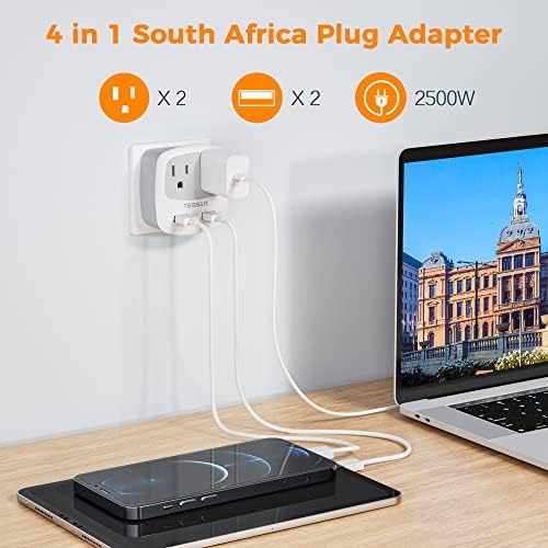Ultimate TESSAN Type G UK Travel Plug Adapter with Dual USB Fast Charger Ports – Compact US to UK Power Converter for Effortless Global Connectivity in Scotland, London, Ireland, Kenya, Dubai & Qatar