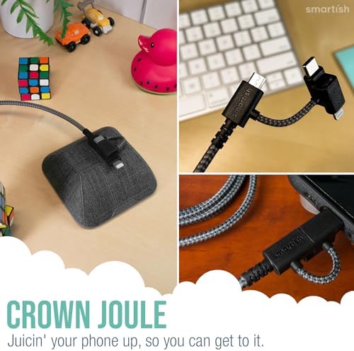 Smartish Crown Joule USB-C Charger – 6 ft Fast Charging Cable for i Phone 16 & 15 – 100 W Power Delivery – Nylon Fabric-Wrapped Cord for Android, Pixel, Galaxy, Mac Book Pro – Versatile Black Charging Solution for Instant Power-ups and Enhanced Durability