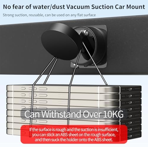 Vacuum Magnetic Phone Stand for Car Mount,【360°Rotatable】Suction Cup Cell Phone Holder for Women Men iPhone Samsung Huawei【Waterproof】Foldable Phone Mount for Car Accessories/Shower/Desk/Mirror (Grey) – Enhanced Compatibility and Speed