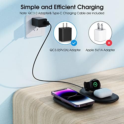 Revolutionary Compact Magnetic Wireless Charger – Fast-Folding Travel Station for i Phone 15/14/13/12/Pro/Max/SE/11/X/XR/8 & Apple Watch Series 9/8/Ultra/SE/7/6-2 – Ultimate On-the-Go Power Hub with Enhanced Safety Features for Tech Enthusiasts and Travelers – Portable Multi-Device Charging Solution for i Pods 3/Pro/2, Perfect for Efficient Travel and Seamless Connectivity