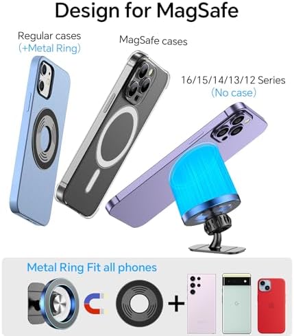 Kaistyle Mag Safe Car Mount: Ultra-Strong 20-Magnet Magnetic Phone Holder with 360° Rotation for i Phone 12-16 Plus | Premium Dashboard Accessory for Safe Navigation | Effortless Installation & Maximum Stability for Modern Drivers