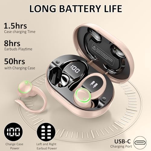 Ultimate Bluetooth 5.4 Sports Earbuds with 50-Hour Playtime, IP7 Waterproof Design, and Enhanced Deep Bass – Perfect for Fitness Enthusiasts and Runners in Vibrant Purple, Engineered for Unmatched Comfort and Superior Noise Cancellation