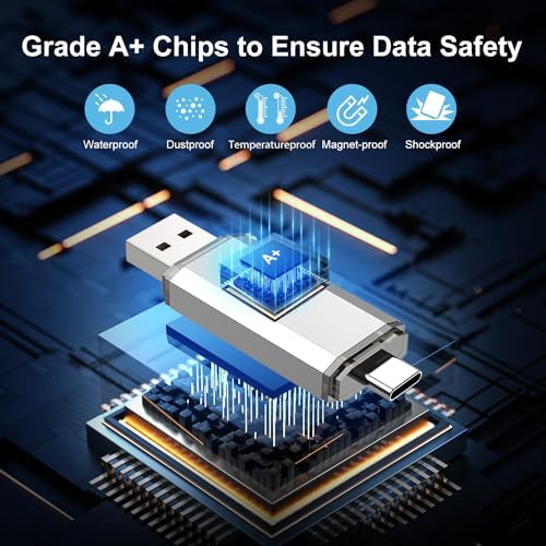 RAOYI 256 GB USB C Flash Drive – Lightning-Fast 130 MB/s Dual OTG Metal Memory Stick for Seamless File Transfers with Keychain – Ideal for Smartphones, PCs, Mac Books, and Tablets (Red) – Ultimate Storage Solution for On-the-Go Professionals