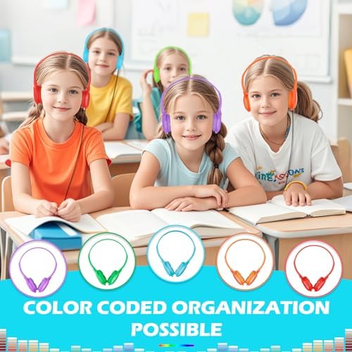 Transform Your Classroom with 15-Pack Multi-Color Over-Ear Headphones for Kids – Durable, Comfortable, and Device-Compatible Earphones for Engaging Learning Experiences and Collaborative Activities, Ideal for Students of All Ages