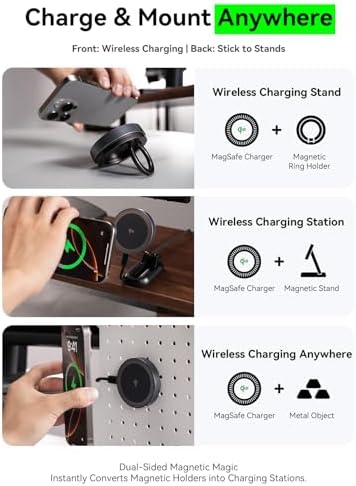 THREEKEY Mag Safe Wireless Charger – 15 W Qi2 Fast Charging Pad with Dual-Sided Magnetic Grip for i Phone 12-16 Series & Galaxy S25 Ultra – Includes 5 FT USB-C Cable – Sleek White Design for Effortless Power and Enhanced Compatibility