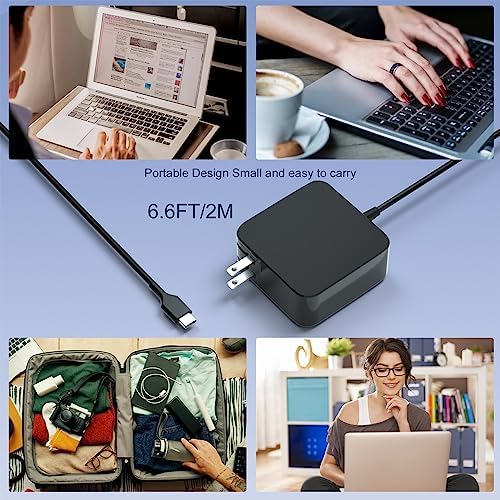65 W USB-C Power Adapter – Ultra-Fast PD Wall Charger for Mac Book Pro, Dell Latitude & More – Compact Design with Advanced Safety Features for Laptops & Smartphones – Ideal Travel Companion with Tangle-Free Cable and 30-Day Satisfaction Guarantee