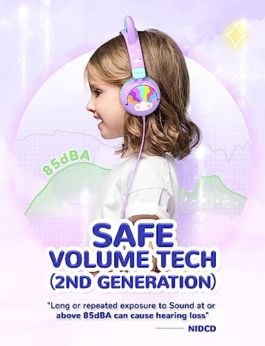 Colorful LED Cat Headphones for Kids – Safe 85 d B Volume Limit, USB-C Compatible, Perfect for Travel & Learning, Premium Stereo Sound for Tablets & i Pads, Durable & Stylish Design