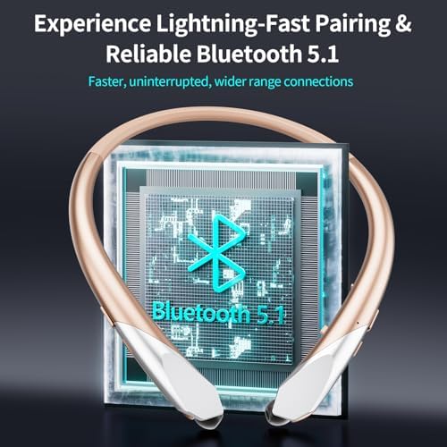 Revolutionary Bluetooth Neckband Headphones with Retractable Earbuds – IPX5 Sweatproof Sports Earphones Featuring Advanced Noise Cancellation and Built-in Microphone for Active Lifestyles – Rapid Connectivity and Extended Battery Life for Seamless Audio Enjoyment