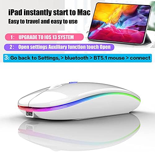 Sleek Bluetooth Wireless Mouse for Mac, Windows & i Pad – Ergonomic Design, High-Precision Navigation, Rechargeable & Dual-Mode Compatibility (Gray & Black) – Elevate Your Productivity with Clutter-Free Connectivity