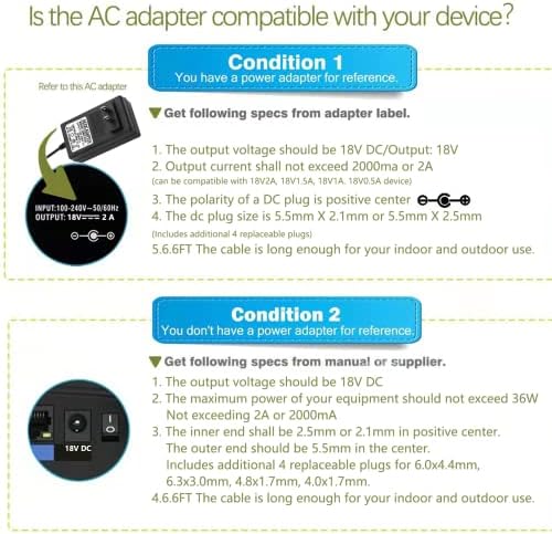 Universal 18 V DC Adapter Charger for Altec Lansing Mix 2.0, Rockbox XL IMW999 & Brookstone Big Blue Studio Speaker – 2 A AC Power Supply for Reliable Performance and Seamless Compatibility – Elevate Your Audio Experience with Fast Charging Solutions