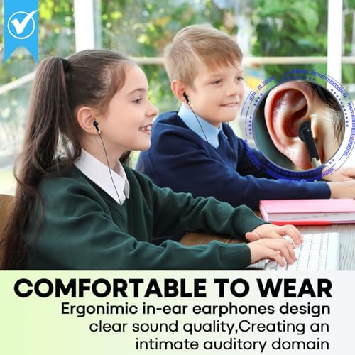 Bulk Classroom Earbuds – 30-Pack Multi-Color Wired Headphones for Kids and Educators, Individually Wrapped for Effortless Distribution and Enhanced Device Compatibility, Ideal for Focused Learning and Engaging Educational Activities