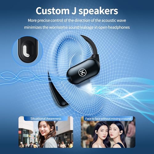 Kinglucky Open Ear Bluetooth Earbuds – Lightweight, IPX5 Waterproof Wireless Headphones with Noise-Cancelling Mic for Superior Call Clarity, Perfect for Running, Cycling, and Active Lifestyles