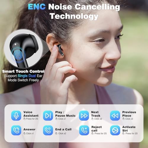 Premium Bluetooth 5.3 Noise-Cancelling Wireless Earbuds – Seamless Compatibility with i Phone 16/15 Pro Max & Samsung Galaxy S Series – Fast USB-C Charging Case for Ultimate Audio Freedom and Clarity