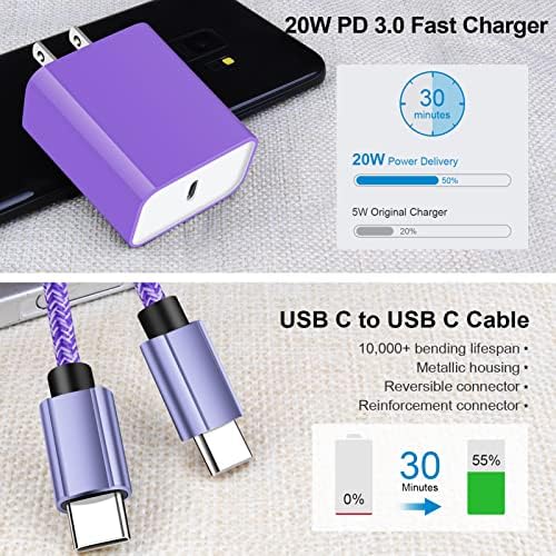 20 W USB C Fast Charger with 6 ft USB C to C Cable – Rapid Charging Solution for Samsung Galaxy S25 Ultra, S24 FE, Pixel 9, and More – Compact, Durable, and Travel-Friendly Charger to Power Your Android Devices Efficiently