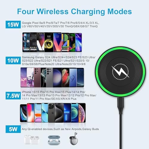 15 W Ultra-Fast Wireless Charging Pad with QC Adapter – Universal Charger Mat for Samsung Galaxy S25/S24/S23 Ultra & i Phone 16/15/14/13 Pro Max – Sleek Design, Enhanced Safety, and Rapid Power Delivery for Busy Lifestyles
