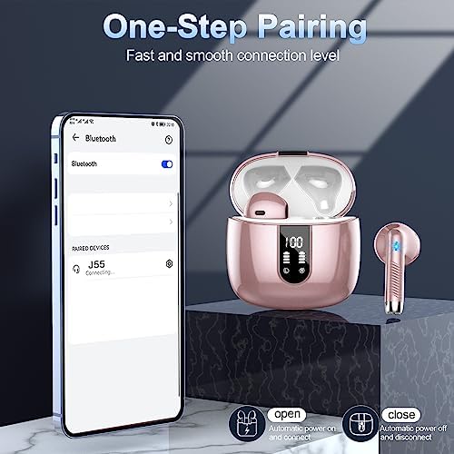 Ultimate Freedom: 2024 Bluetooth V5.4 Noise Cancelling Wireless Earbuds with IP7 Waterproofing, 40-Hour Battery Life, Dual LED Display, and Enhanced Call Clarity for Android/i OS – Chic Green Design for Active Lifestyle