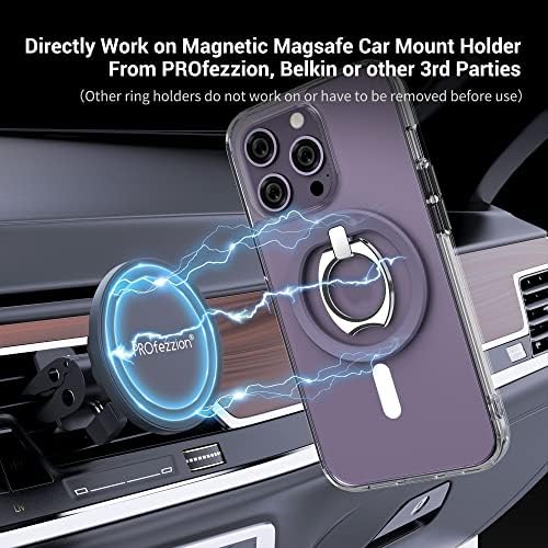 PROfezzion Ultra-Slim Magnetic Ring Holder for Mag Safe – Lightweight Zinc Alloy Phone Grip for i Phone 16/15/14/13/12 Pro Max Plus with Mag Safe Case – Effortless Attach and Detach, 360° Rotation & 130° Angle Flexibility – Ideal for On-the-Go Use and Mag Safe Car Mount Compatibility – No Residue, Strong 3.2 lb Grip