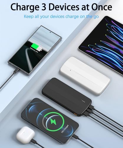Ultimate 10000 m Ah Dual USB Portable Charger – Fast Triple Device Power Bank with USB-C Compatibility for i Phone 16/15/14/13, Galaxy S23/22, Pixel & More – Eco-Conscious Fire-Retardant Design for Enhanced Safety and Sustainability – Rapid Recharge for All USB Devices
