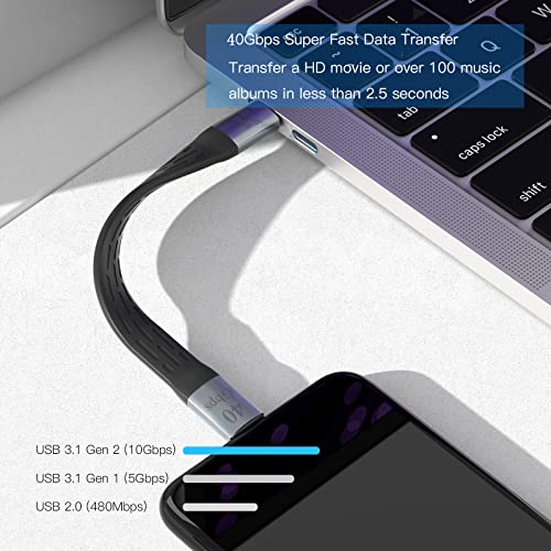 Ultra-Fast 5-Inch USB4 Thunderbolt Cable – 240 W Power Delivery, 40 Gbps Data Transfer, 8 K Video Support – Ideal USB C to USB C Solution for Mac Book, Android Auto, External SSDs & Type-C Devices (2-Pack) – Compact & Durable Design for Effortless Connectivity
