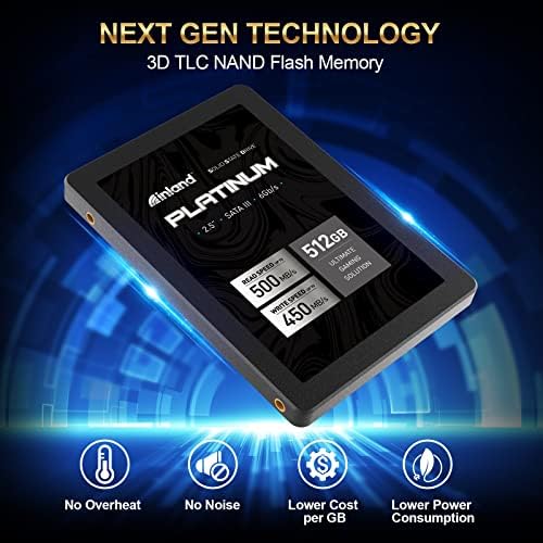 Transform Your Tech with INLAND Platinum 1 TB SATA III SSD – Ultra-Fast 2.5″ Solid State Drive Featuring Advanced TLC 3 D NAND for Superior Performance and Reliability, Ideal for Gamers and Creatives