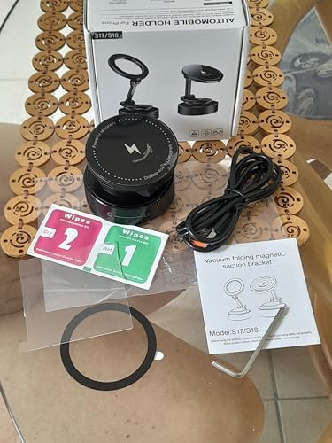 Vacuum Suction Phone Mount, 360 Car Magnetic Phone Holder, Wireless Charging Vacuum Suction Phone Holder, Magnetic Suction Phone Mount (027) – Enhanced Compatibility and Speed