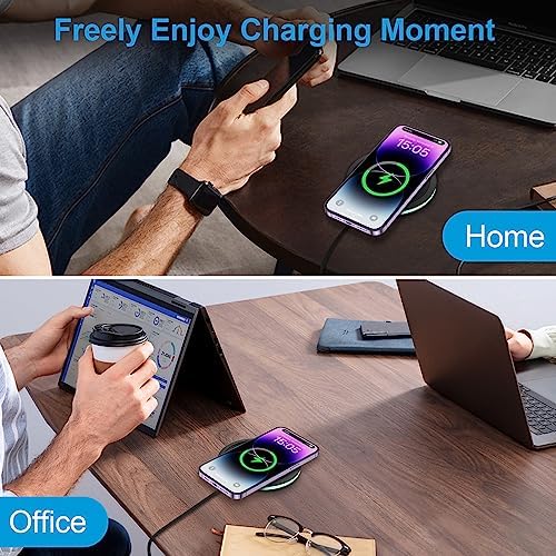 15 W Fast Wireless Charging Pad Duo for Samsung Galaxy S24 FE, S25 Ultra, Z Flip6, Google Pixel 9, i Phone 16 & More – Enhanced Compatibility, Sleek Design & Safety Features Included