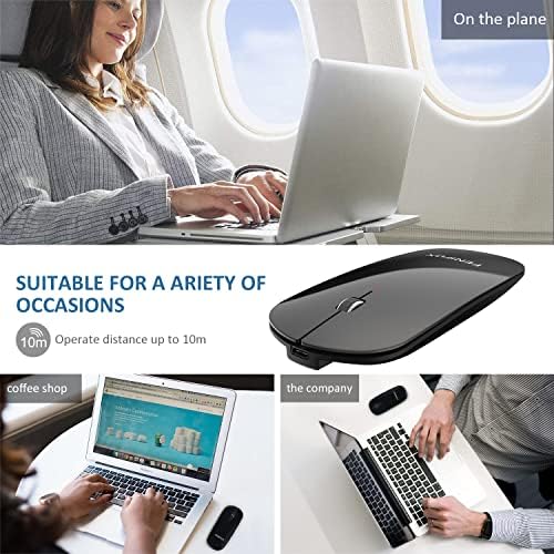 FENIFOX Slim Mini Bluetooth Mouse – Rechargeable Wireless Mouse for Laptops, PCs & Tablets – Ultra-Portable, Whisper-Quiet Design for Enhanced Focus – Perfect for Android & Windows XP Users