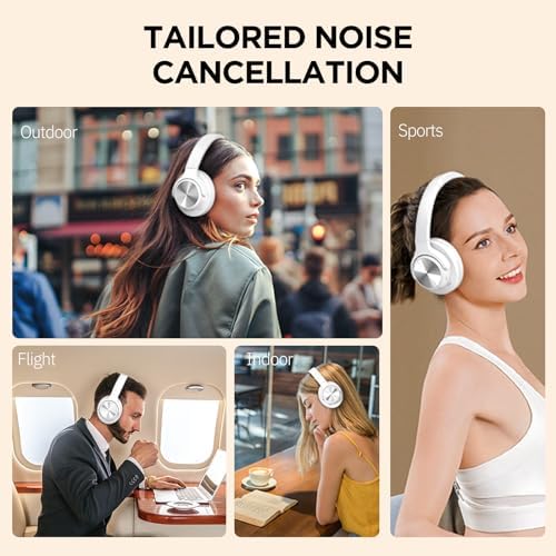 Elevate Your Sound Experience with FIO MOTUS Bluetooth Over-Ear Headphones – Unmatched 130-Hour Battery Life, Advanced Noise Cancellation, Custom EQ for Personalized Deep Bass, and High-Resolution Audio Quality – Perfect for Travelers and Home Office Users Seeking Comfort and Effortless Wireless Connectivity