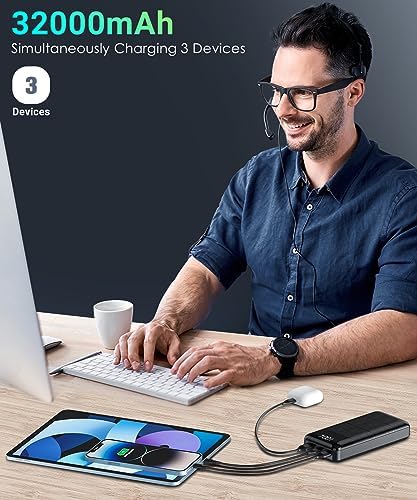 High-Capacity 32000 m Ah Portable Power Bank with Fast 5 V/3 A Charging – LED Display for Real-Time Monitoring, Sleek Black Design, Ideal for Smartphones and USB Devices – Ultimate Reliability for Travel and Daily Use