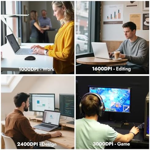 Ultimate Wireless Bluetooth Mouse with USB Connectivity – Full-Sized, Silent Operation, 4-Way Scrolling & Adjustable Cursor Speed for Seamless Multi-Device Use Including Computers, Laptops, Tablets, and Mac Books – Long Battery Life with Side Buttons for Enhanced Productivity