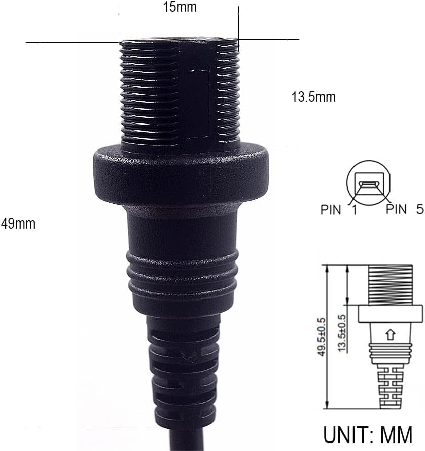 0.3 Meter USB 3.1 Type C Flush Mount Extension Cable – High-Speed 10 Gbps Data Transfer & 3 A Charging for Vehicle Dashboards, Boats, and Motorcycles – Durable Gold-Plated Connectors for Enhanced Performance and Compatibility
