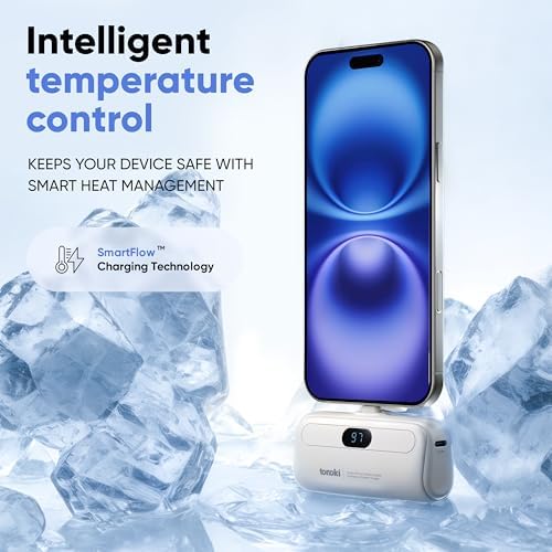 Compact 5000 m Ah Portable Charger for i Phone 15/16 and USB-C Devices – Fast Charging Mini Power Bank in Sleek White – Lightweight On-the-Go Power Bank for Busy Lifestyles – Perfect for Travelers and Professionals