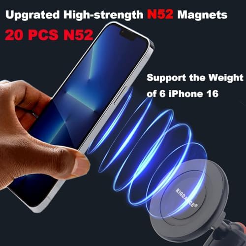 Car Magnetic Phone Mount with 20mm Ball – Compatible with Bulletpoint Mounting Solutions, Strong Magnet Holds for iPhone 16/15/14/13/12 Pro Max, Includes Metal Ring, Aluminum Alloy Base – Enhanced Compatibility and Speed