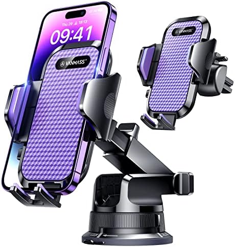 VANMASS Pro Universal Car Phone Mount with 2025 Super Suction Cup – Ultimate Cell Phone Holder for Safe Driving, Compatible with i Phone 16 Pro Max, 15, 14, 13 & Samsung Android Devices – Easy Installation, 360-Degree Rotation, and Enhanced Stability for Windshield, Dashboard, and Vent Use