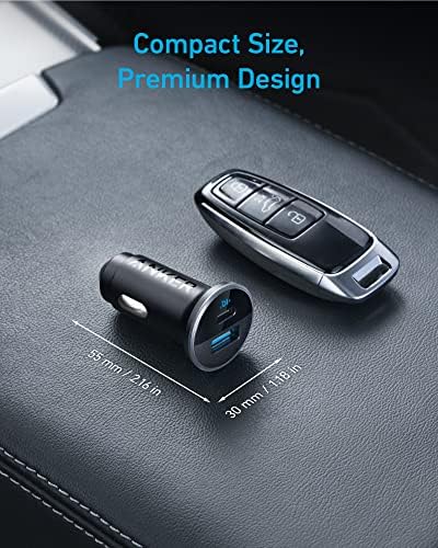 Anker 323 USB C Car Charger Adapter – 52.5 W Dual Port Fast Charging Cigarette Lighter Charger with 30 W Power IQ 3.0 Cable for i Phone 15/15 Pro Max, Galaxy S23/22, and Google Pixel – Optimal Performance & Safety for All Devices on the Go