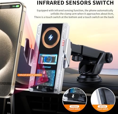 Wireless Car Charger with Phone Holder Mount 15W Fast Car Charger Auto Clamping Phone Holders for You Car Windshield Dashboard Air Vent Accessories for iPhone 13 Pro Max15141211Samsung Galaxy Googl – Enhanced Compatibility and Speed