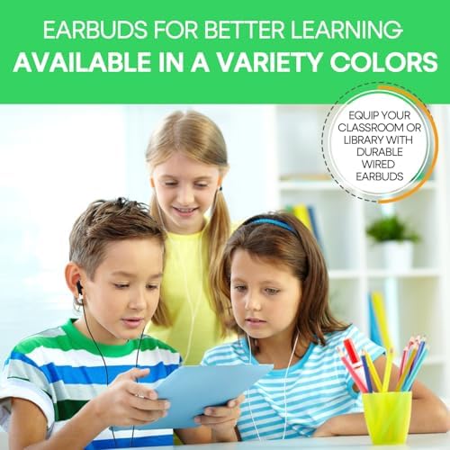 Bulk Earbud Headphones 50-Pack – Premium Wired Earphones for Classrooms & Group Learning, Exceptional Durability & Sound Quality, Perfect for Kids, Teens & Adults – Versatile Comfort for Family Activities & Educational Use (Black)