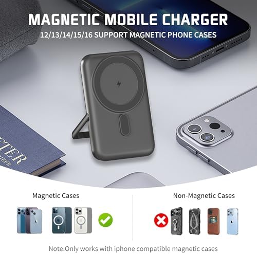 Mag Safe Portable Charger by EKR – 10,000 m Ah Fast Charging Power Bank with PD 20 W, Magnetic Attachment & Zinc Alloy Stand – Ultimate Wireless Charging Solution for i Phone 16/15/14/13/12 Series & Samsung Devices – Reliable, Compact, and Stylish Power Supply for On-the-Go Users