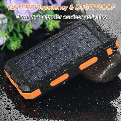 Ultimate 38800 m Ah Waterproof Solar Power Bank – Fast Charging Type-C Portable Charger for All Devices with Triple Output and LED Flashlight – Essential for Outdoor Adventures, Camping, and Travel