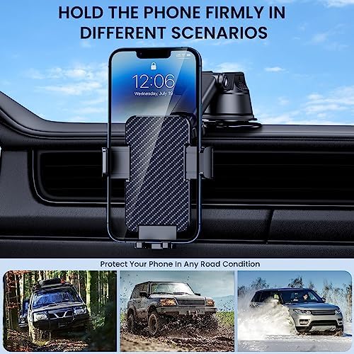 Military-Grade Car Phone Holder: 3-in-1 Dashboard & Windshield Mount for i Phone & Android – Secure, Hands-Free Navigation with Versatile Positioning and Effortless Installation for Enhanced Driving Safety