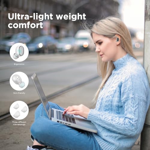 HTC True Wireless Earbuds 2 – Bluetooth 5.1 Technology, 32-Hour Playtime, Sweatproof Design, USB-C Charging Case, Built-in Microphone, Touch Control – Premium Sound Experience in Sleek White
