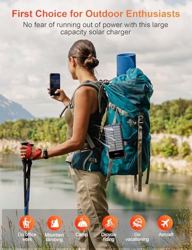 Ultimate 40000 m Ah Solar Power Bank with PD 20 W Fast Charging and Built-in Cables – Waterproof Portable Charger with Dual Bright Flashlights for Camping, Hiking, and Outdoor Adventures – Stay Connected Anywhere