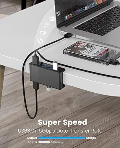 Discover the ORICO Aluminum 4-Port USB 3.0 Hub – Your Essential Desktop Connectivity Solution for Seamless Data Transfer and Enhanced Organization. Featuring a stylish clamp design, this USB splitter effortlessly attaches to your monitor or desk, optimizing your workspace without sacrificing aesthetics. With four high-speed USB 3.0 ports delivering data transfer rates up to 5 Gbps, you can connect multiple devices like external drives and keyboards with ease. The durable aluminum construction not only provides exceptional heat dissipation but also adds a touch of modern elegance to your setup. Included is a generous 4.92 FT USB data cable for increased flexibility and reach. Lightweight and compact, this hub is perfect for both home and office use, ensuring you stay connected wherever you go. Experience superior performance and reliability with the ORICO USB Hub – the perfect blend of functionality and style for tech-savvy professionals. Note: This model does not include a power adapter, making it an ultra-portable accessory for your digital life.