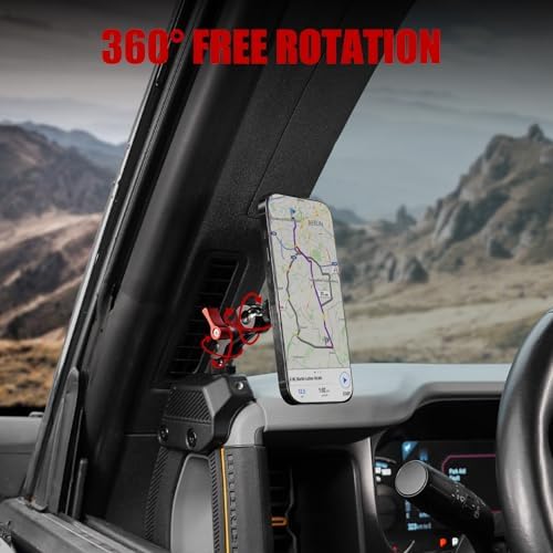 Mabett Magnetic Phone Mount for Ford Bronco (2021-2025) – 360° Adjustable Holder for Effortless Hands-Free Navigation and Communication – Ultimate Secure Grip and Seamless Integration for Enhanced Driving Comfort and Safety